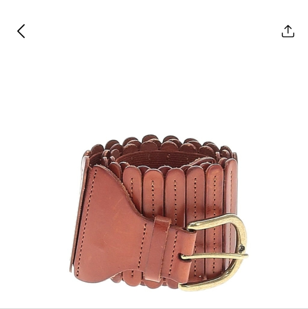 Anthropologie Tabitha Wide Stretch Belt Brown Leather Belt with Gold Buckle